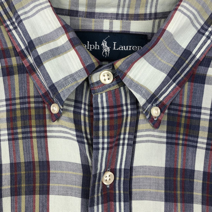 Ralph Lauren long sleeve button down check shirt, men's XL size cotton Mint green Vintage Second Hand