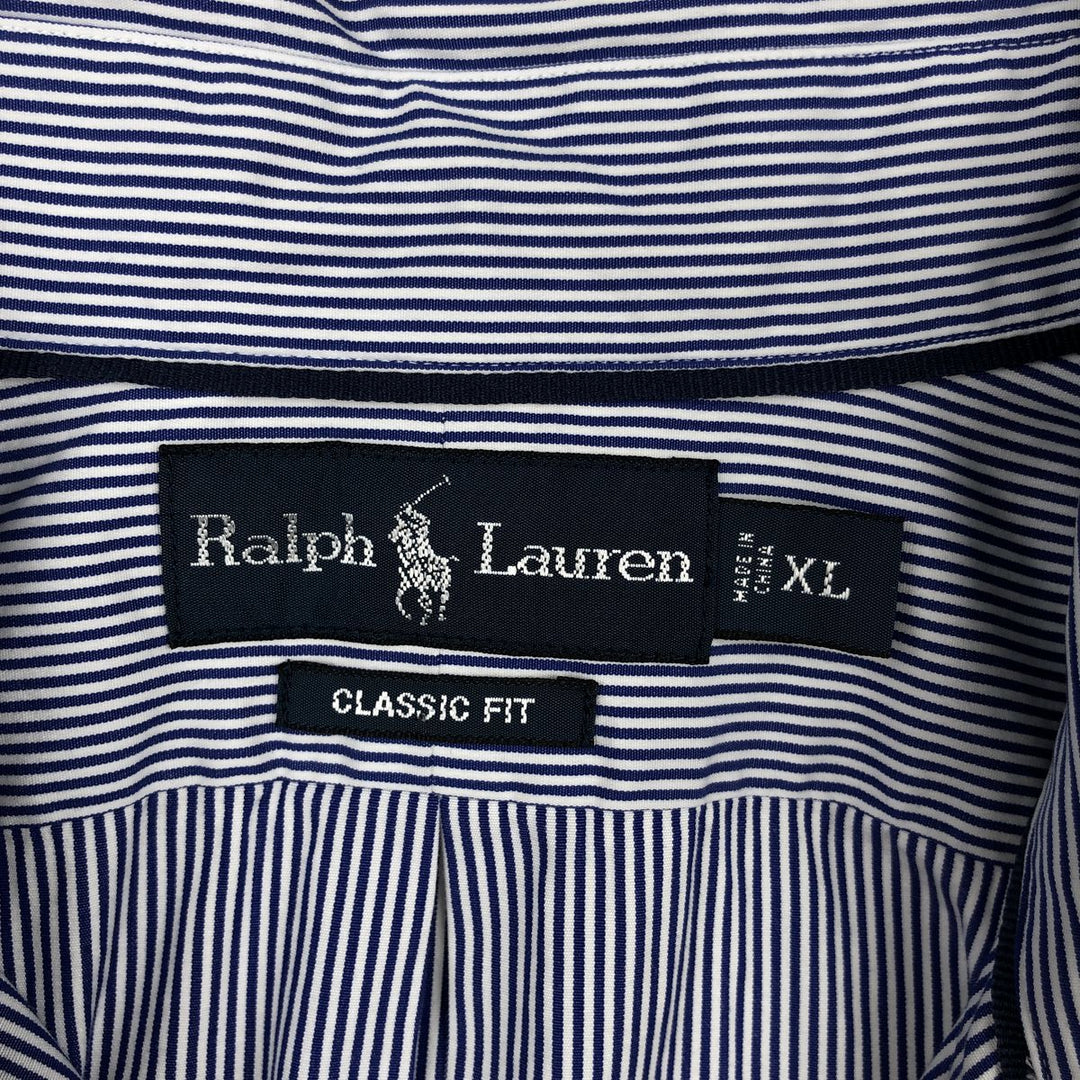 Ralph Lauren Classic Fit Long Sleeve Button Down Striped Shirt Men's XL cotton blue type Vintage Second Hand