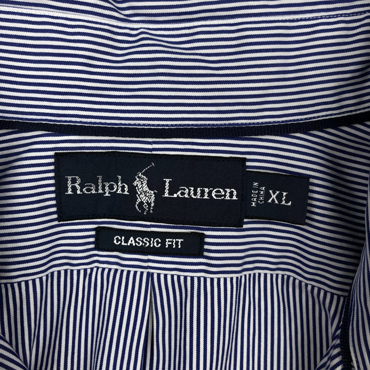 Ralph Lauren Classic Fit Long Sleeve Button Down Striped Shirt Men's XL cotton blue type Vintage Second Hand