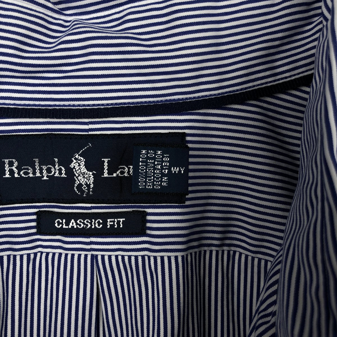 Ralph Lauren Classic Fit Long Sleeve Button Down Striped Shirt Men's XL cotton blue type Vintage Second Hand