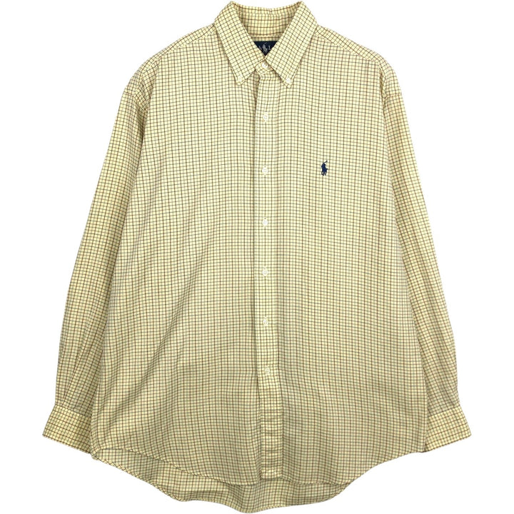 Ralph Lauren BLAKE long sleeve button down check shirt, men's size M cotton yellow type Vintage Second Hand