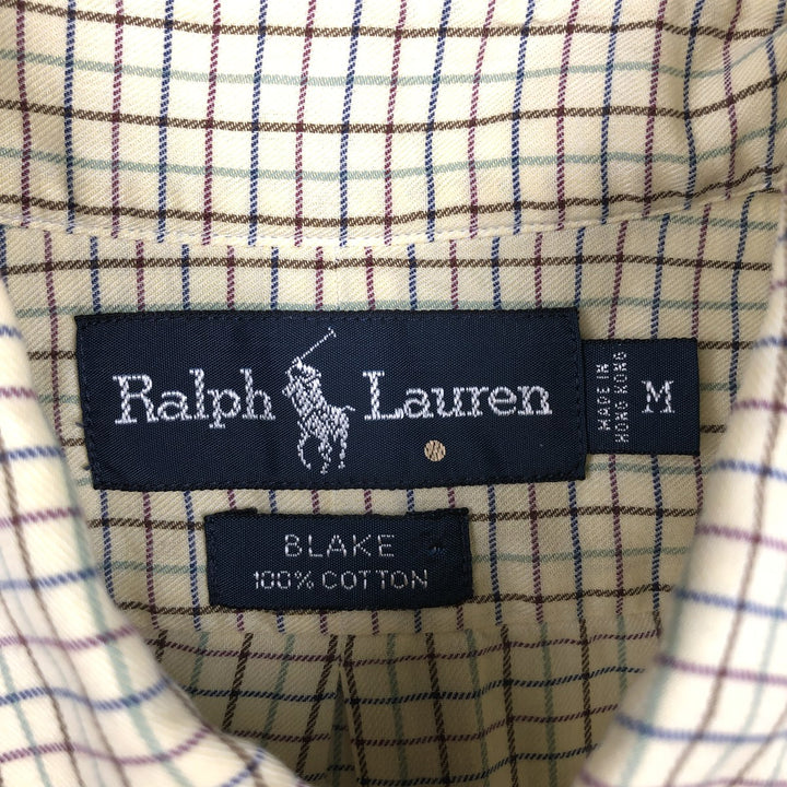 Ralph Lauren BLAKE long sleeve button down check shirt, men's size M cotton yellow type Vintage Second Hand