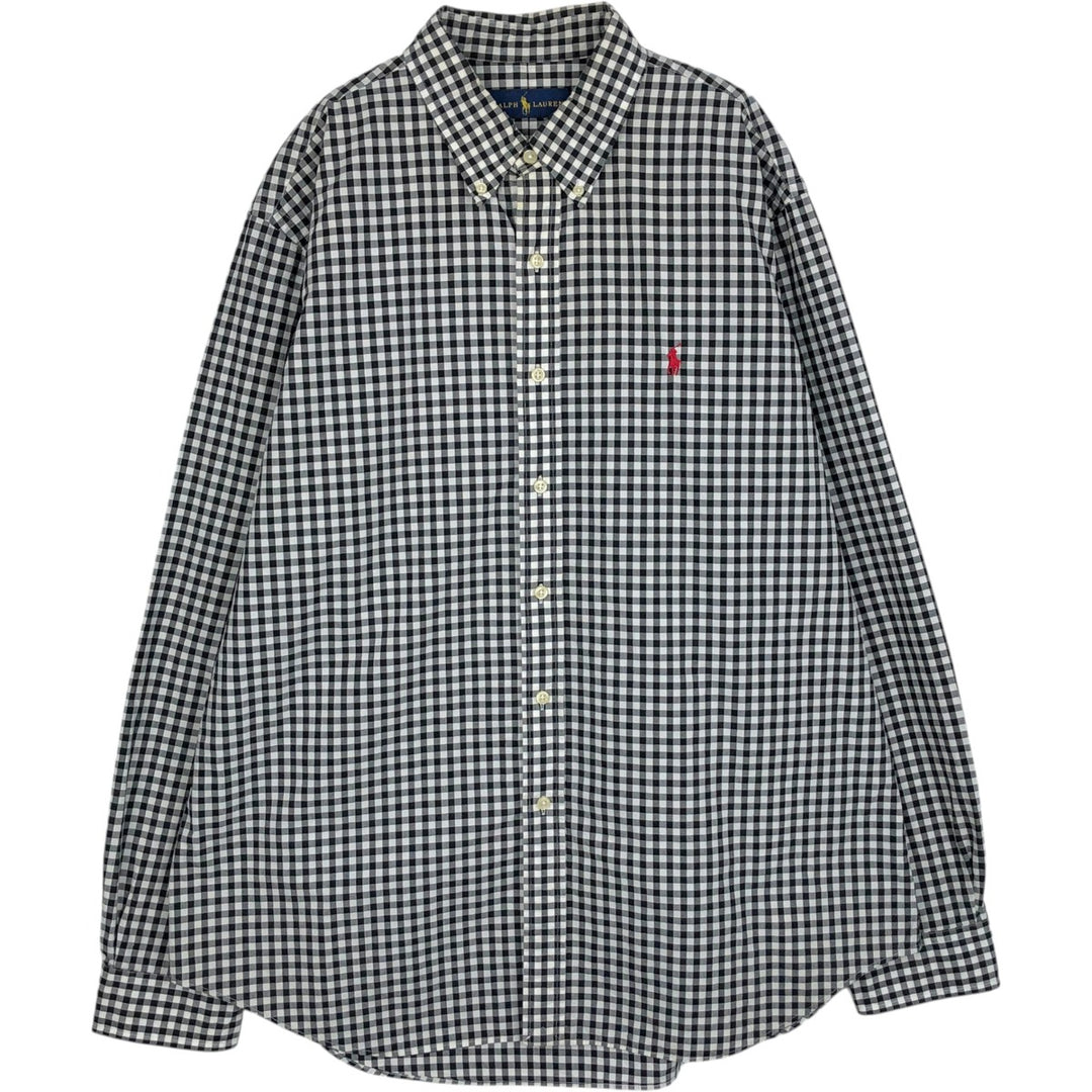 Ralph Lauren Gingham Check Long Sleeve Button-Down Check Shirt Men's XL cotton black type Vintage Second Hand