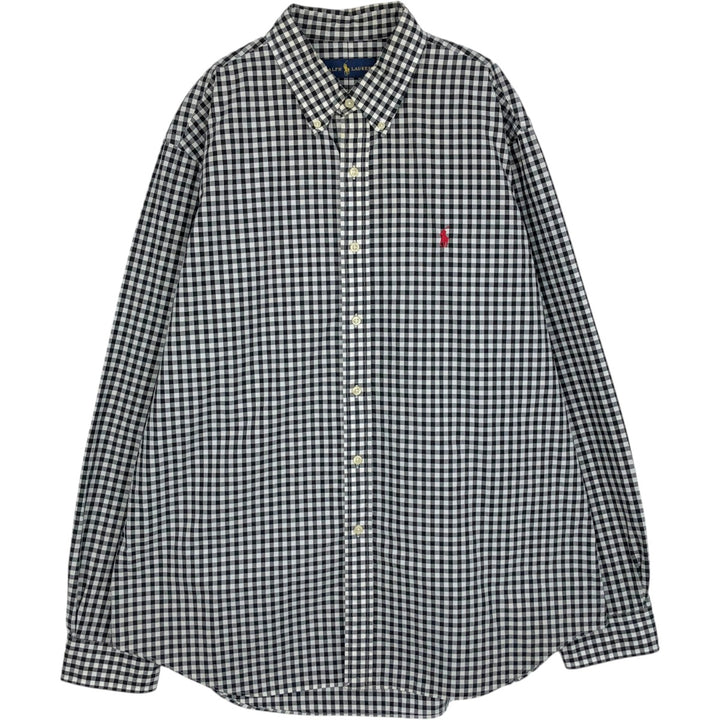Ralph Lauren Gingham Check Long Sleeve Button-Down Check Shirt Men's XL cotton black type Vintage Second Hand
