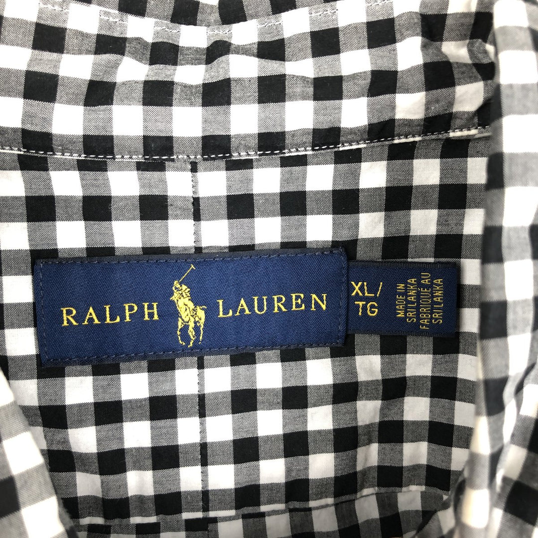 Ralph Lauren Gingham Check Long Sleeve Button-Down Check Shirt Men's XL cotton black type Vintage Second Hand