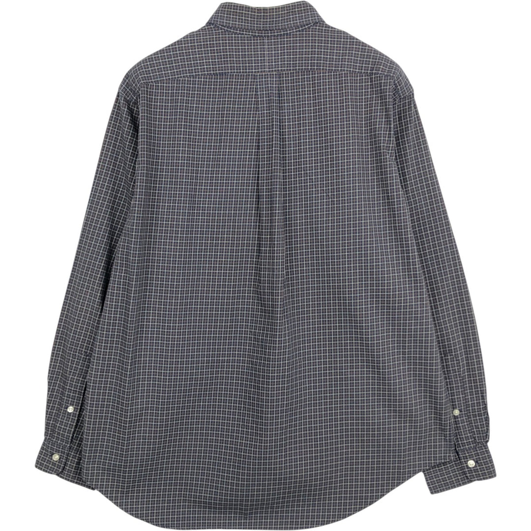Ralph Lauren Classic Fit Long Sleeve Button Down Check Shirt Men's Size L cotton navy blue type Vintage Second Hand
