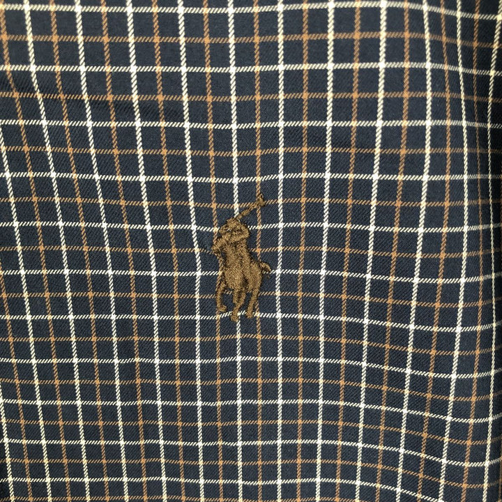 Ralph Lauren Classic Fit Long Sleeve Button Down Check Shirt Men's Size L cotton navy blue type Vintage Second Hand