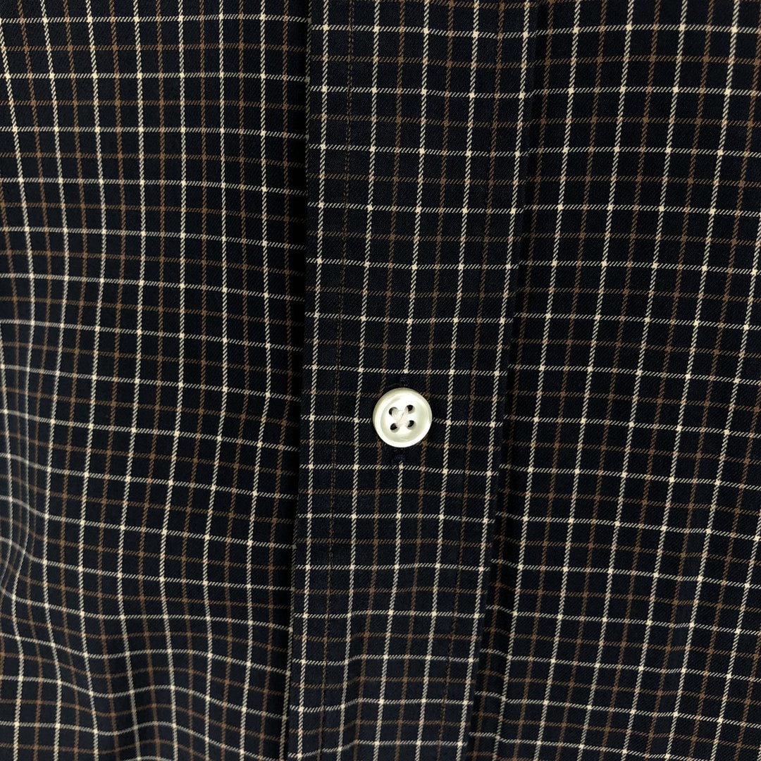 Ralph Lauren Classic Fit Long Sleeve Button Down Check Shirt Men's Size L cotton navy blue type Vintage Second Hand