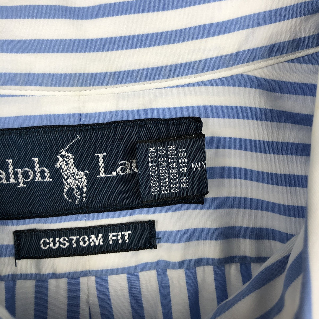 Ralph Lauren CUSTOM FIT long sleeve button down striped shirt men's XL size cotton blue type Vintage Second Hand