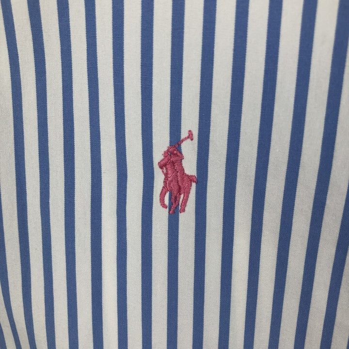 Ralph Lauren CUSTOM FIT long sleeve button down striped shirt men's XL size cotton blue type Vintage Second Hand
