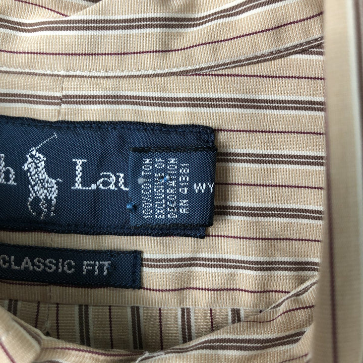 Ralph Lauren Classic Fit Long Sleeve Button Down Striped Shirt Men's Size L cotton Beige type Vintage Second Hand