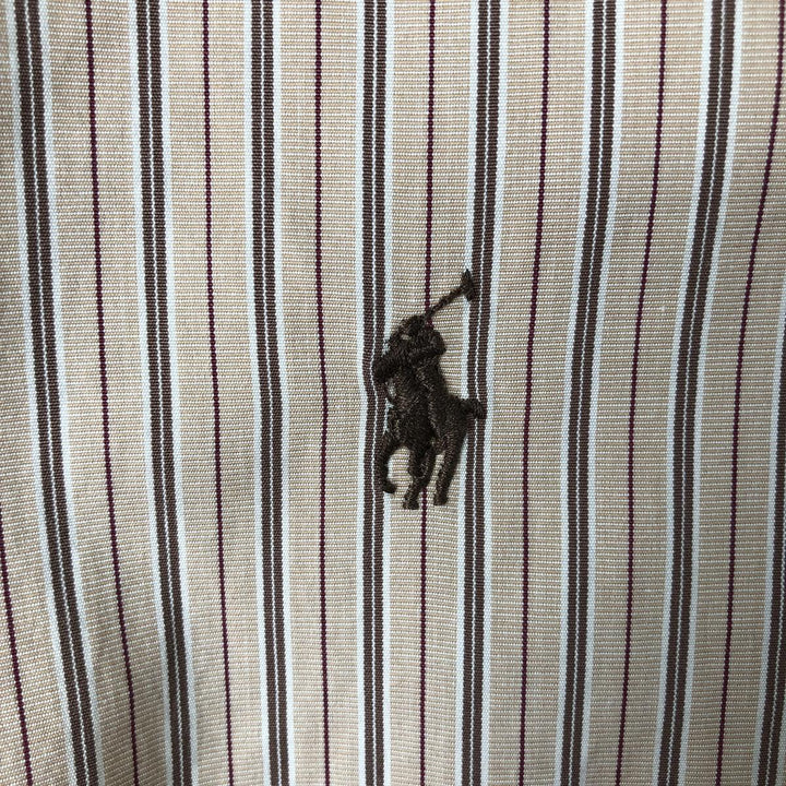 Ralph Lauren Classic Fit Long Sleeve Button Down Striped Shirt Men's Size L cotton Beige type Vintage Second Hand