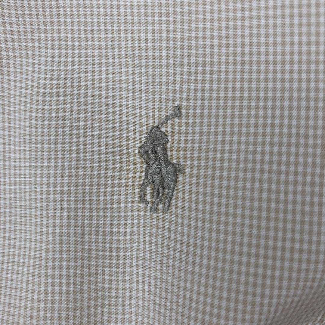 Ralph Lauren YARMOUTH Gingham Check Long Sleeve Button-Down Check Shirt Men's Size L cotton beige type brown Vintage Second Hand