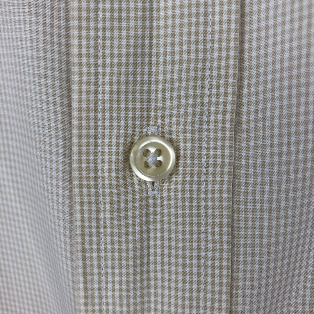 Ralph Lauren YARMOUTH Gingham Check Long Sleeve Button-Down Check Shirt Men's Size L cotton beige type brown Vintage Second Hand