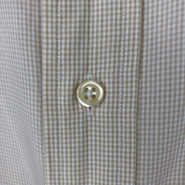 Ralph Lauren YARMOUTH Gingham Check Long Sleeve Button-Down Check Shirt Men's Size L cotton beige type brown Vintage Second Hand