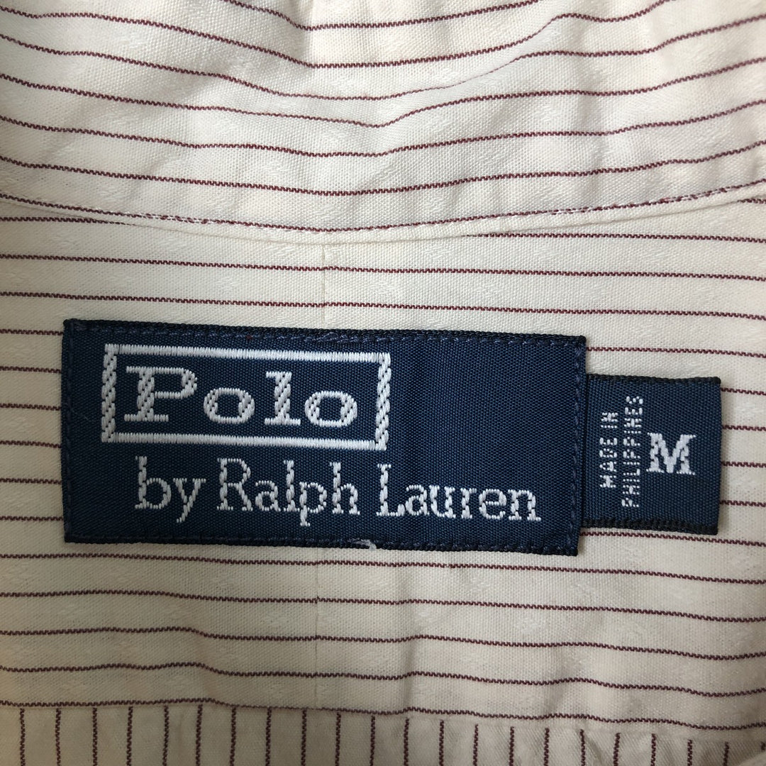 Ralph Lauren POLO by Ralph Lauren long sleeve cotton striped shirt, men's size M cotton ivory Vintage Second Hand