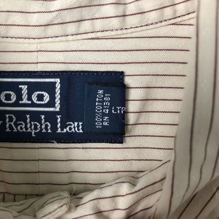 Ralph Lauren POLO by Ralph Lauren long sleeve cotton striped shirt, men's size M cotton ivory Vintage Second Hand