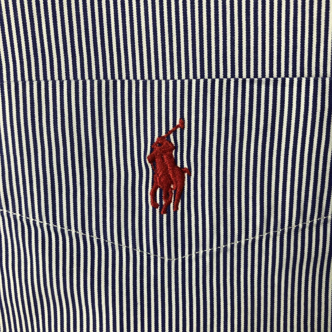 Ralph Lauren CUSTOM FIT long sleeve button down striped shirt men's size L cotton navy blue type Vintage Second Hand