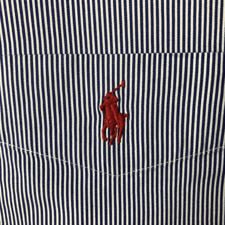 Ralph Lauren CUSTOM FIT long sleeve button down striped shirt men's size L cotton navy blue type Vintage Second Hand