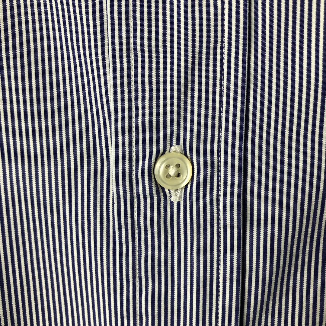 Ralph Lauren CUSTOM FIT long sleeve button down striped shirt men's size L cotton navy blue type Vintage Second Hand