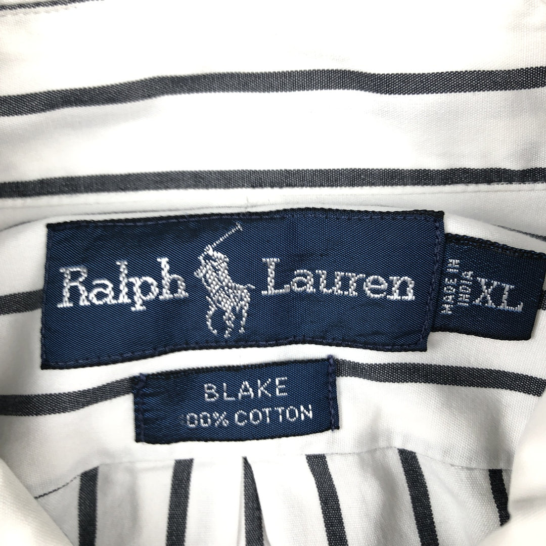 Ralph Lauren BLAKE long sleeve button-down striped shirt, men's size XL cotton white type Vintage Second Hand