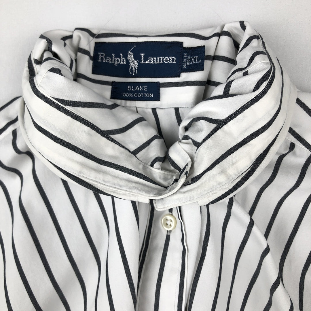 Ralph Lauren BLAKE long sleeve button-down striped shirt, men's size XL cotton white type Vintage Second Hand