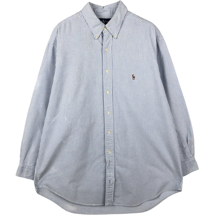 Ralph Lauren YARMOUTH Long Sleeve Button-Down Striped Shirt, Men's Size L cotton blue type Vintage Second Hand