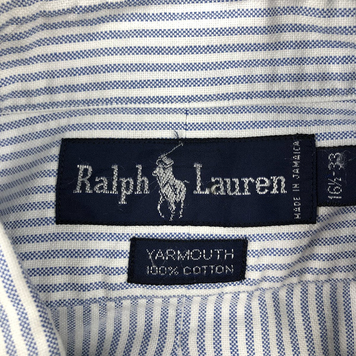 Ralph Lauren YARMOUTH Long Sleeve Button-Down Striped Shirt, Men's Size L cotton blue type Vintage Second Hand