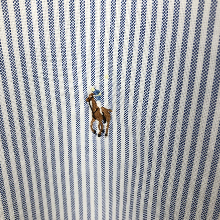 Ralph Lauren YARMOUTH Long Sleeve Button-Down Striped Shirt, Men's Size L cotton blue type Vintage Second Hand