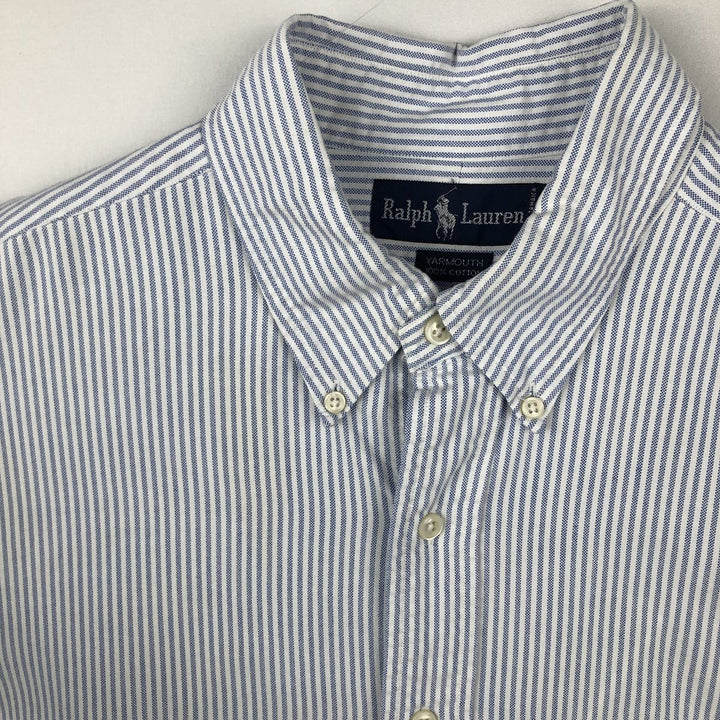 Ralph Lauren YARMOUTH Long Sleeve Button-Down Striped Shirt, Men's Size L cotton blue type Vintage Second Hand