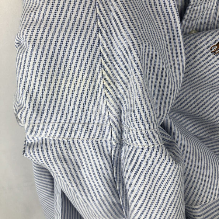 Ralph Lauren YARMOUTH Long Sleeve Button-Down Striped Shirt, Men's Size L cotton blue type Vintage Second Hand