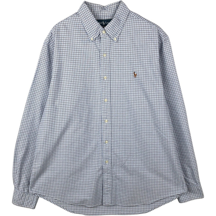 Ralph Lauren CUSTOM FIT long sleeve button down check shirt men's XL size cotton Blue type light blue Vintage Second Hand