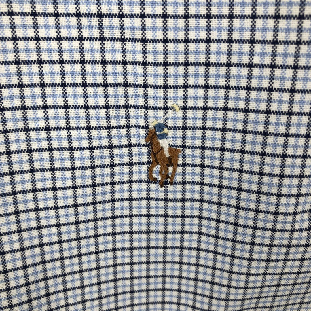 Ralph Lauren CUSTOM FIT long sleeve button down check shirt men's XL size cotton Blue type light blue Vintage Second Hand
