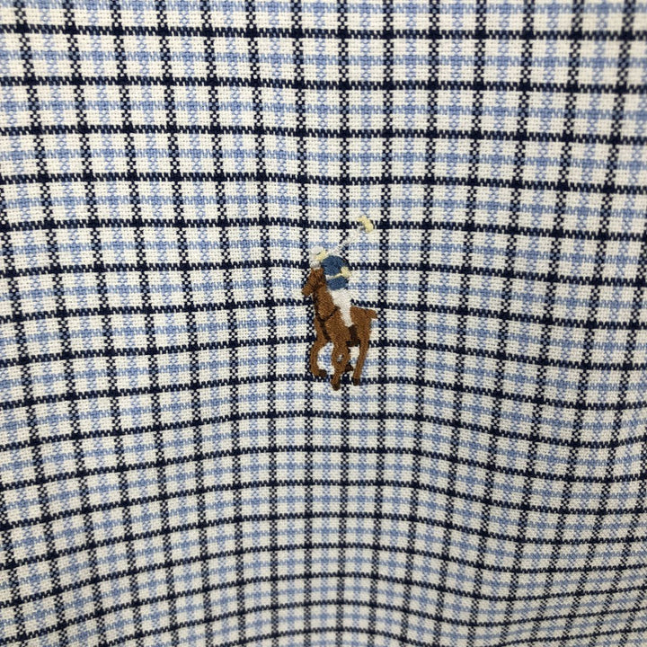 Ralph Lauren CUSTOM FIT long sleeve button down check shirt men's XL size cotton Blue type light blue Vintage Second Hand