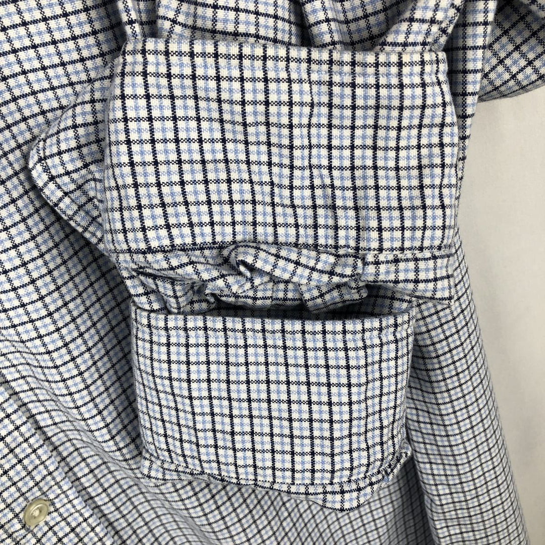 Ralph Lauren CUSTOM FIT long sleeve button down check shirt men's XL size cotton Blue type light blue Vintage Second Hand
