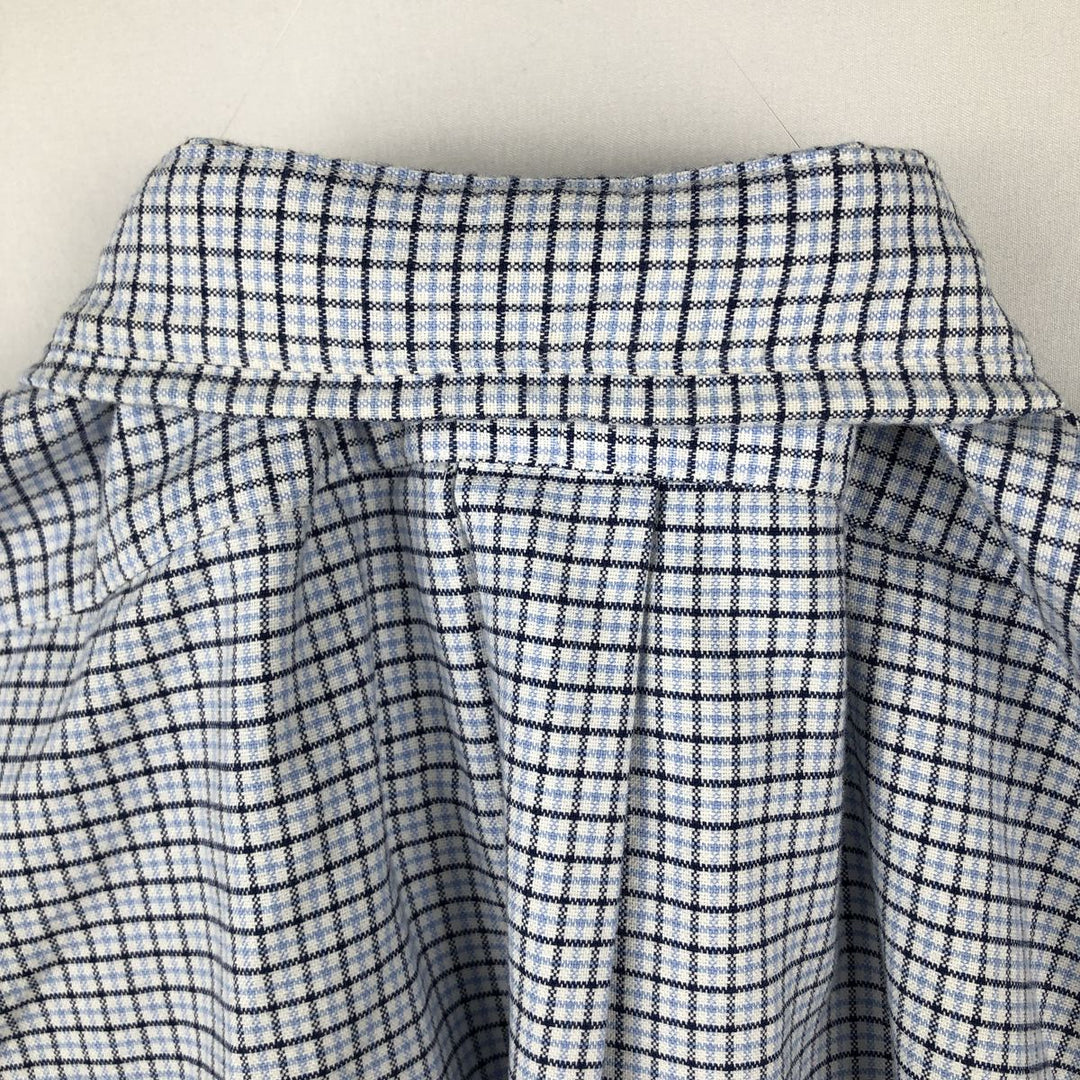 Ralph Lauren CUSTOM FIT long sleeve button down check shirt men's XL size cotton Blue type light blue Vintage Second Hand