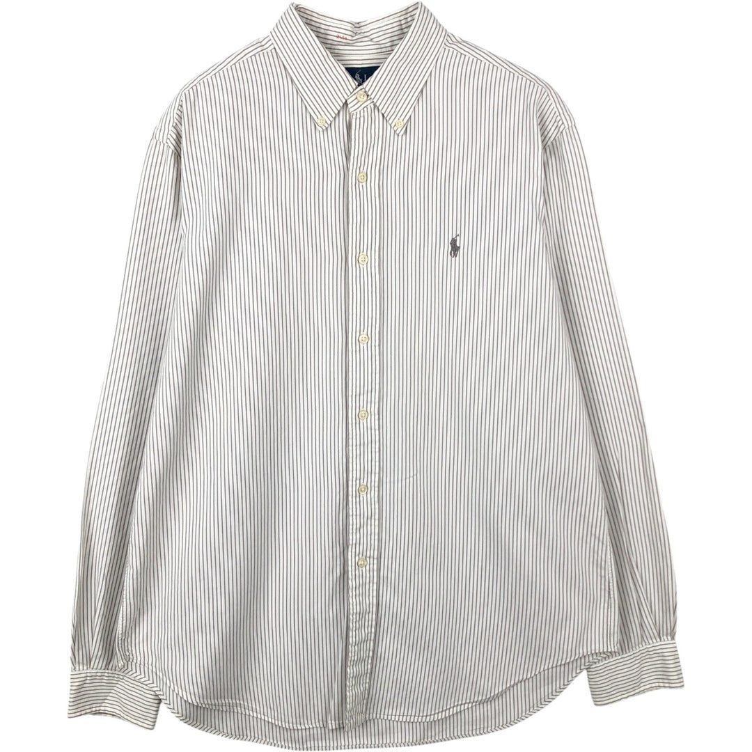 Ralph Lauren Classic Fit Long Sleeve Button Down Striped Shirt Men's Size L cotton white type Vintage Second Hand