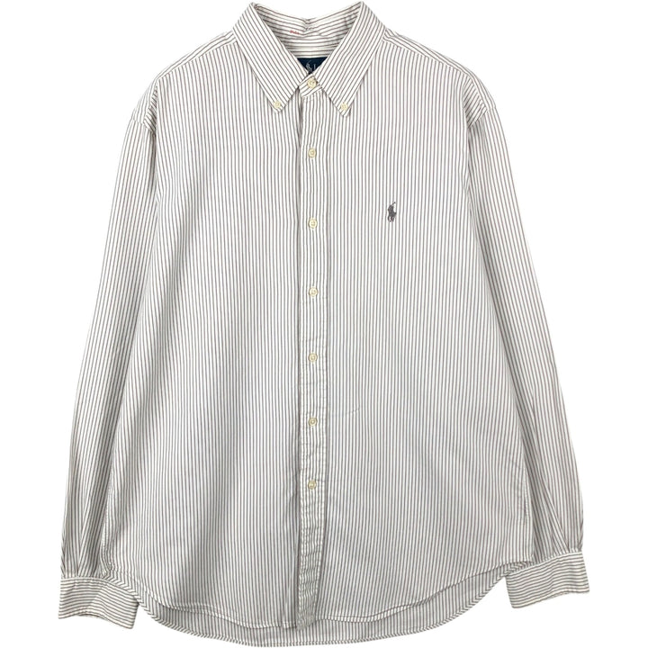 Ralph Lauren Classic Fit Long Sleeve Button Down Striped Shirt Men's Size L cotton white type Vintage Second Hand