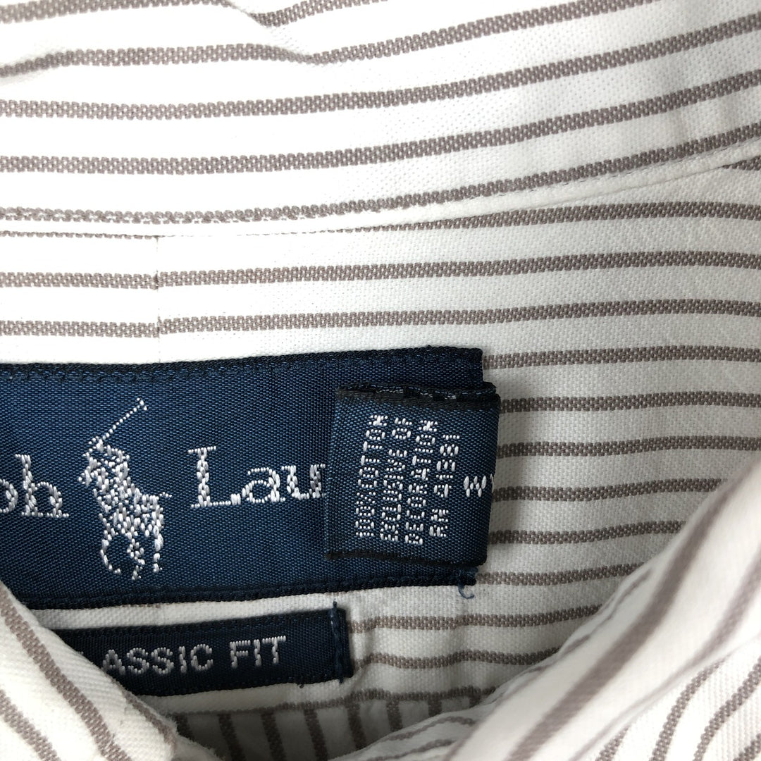 Ralph Lauren Classic Fit Long Sleeve Button Down Striped Shirt Men's Size L cotton white type Vintage Second Hand
