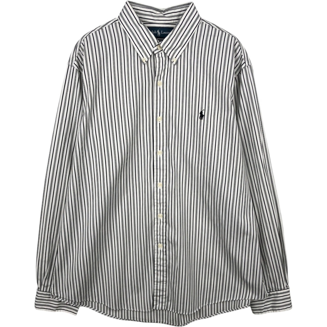 Ralph Lauren CUSTOM FIT long sleeve button down striped shirt men's XL size cotton white type Vintage Second Hand