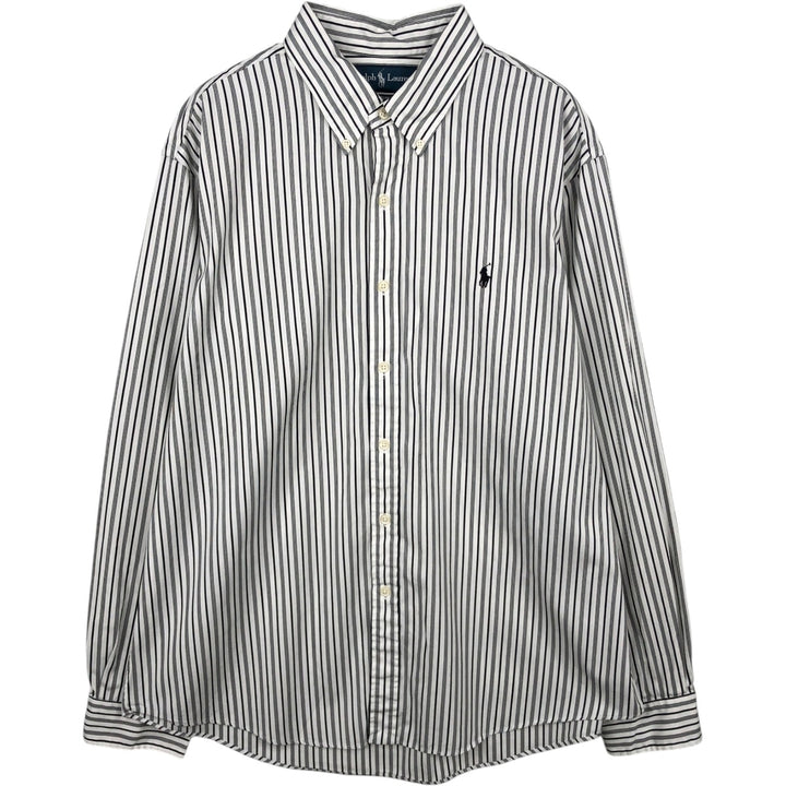 Ralph Lauren CUSTOM FIT long sleeve button down striped shirt men's XL size cotton white type Vintage Second Hand