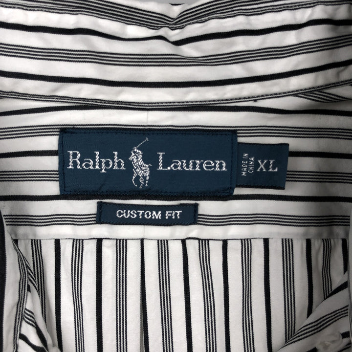 Ralph Lauren CUSTOM FIT long sleeve button down striped shirt men's XL size cotton white type Vintage Second Hand