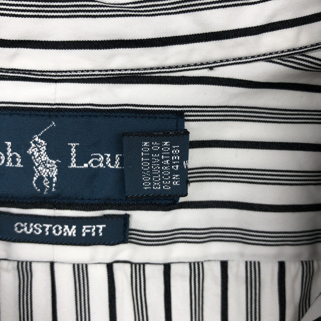 Ralph Lauren CUSTOM FIT long sleeve button down striped shirt men's XL size cotton white type Vintage Second Hand