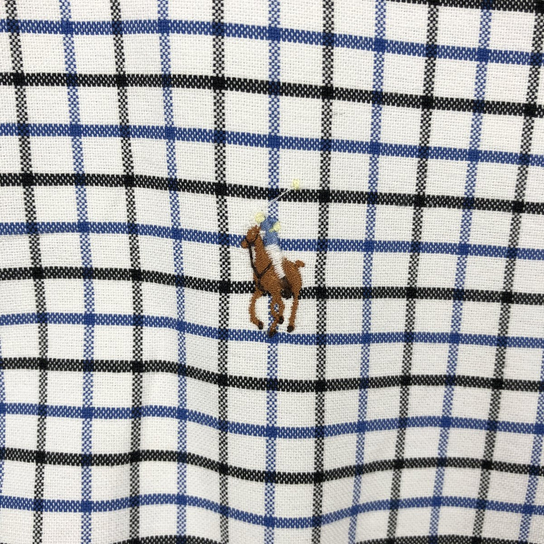 Ralph Lauren long sleeve button down check shirt, men's size L cotton white type Vintage Second Hand