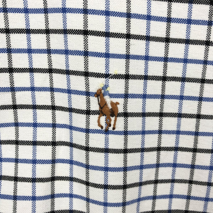 Ralph Lauren long sleeve button down check shirt, men's size L cotton white type Vintage Second Hand