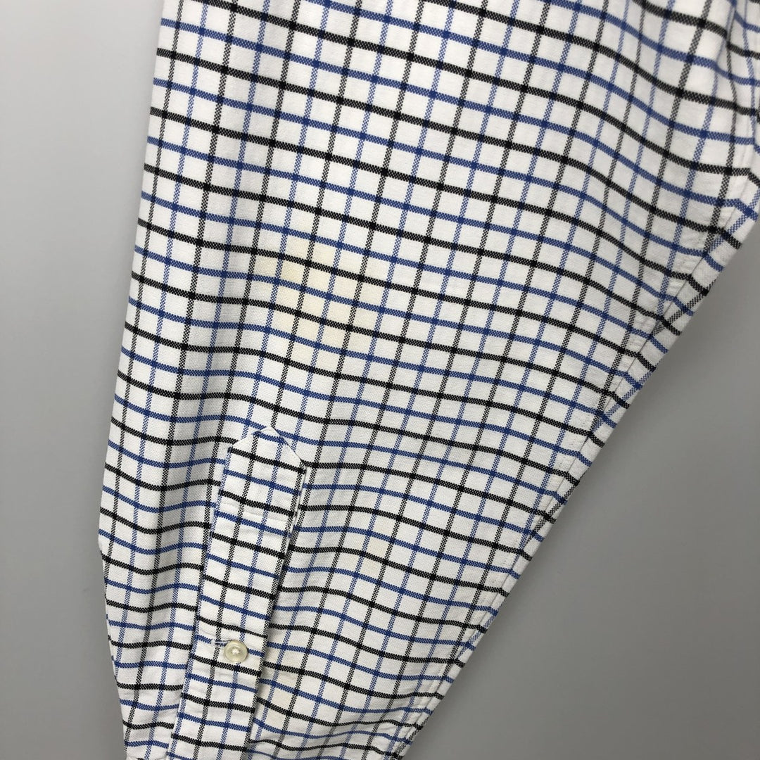 Ralph Lauren long sleeve button down check shirt, men's size L cotton white type Vintage Second Hand