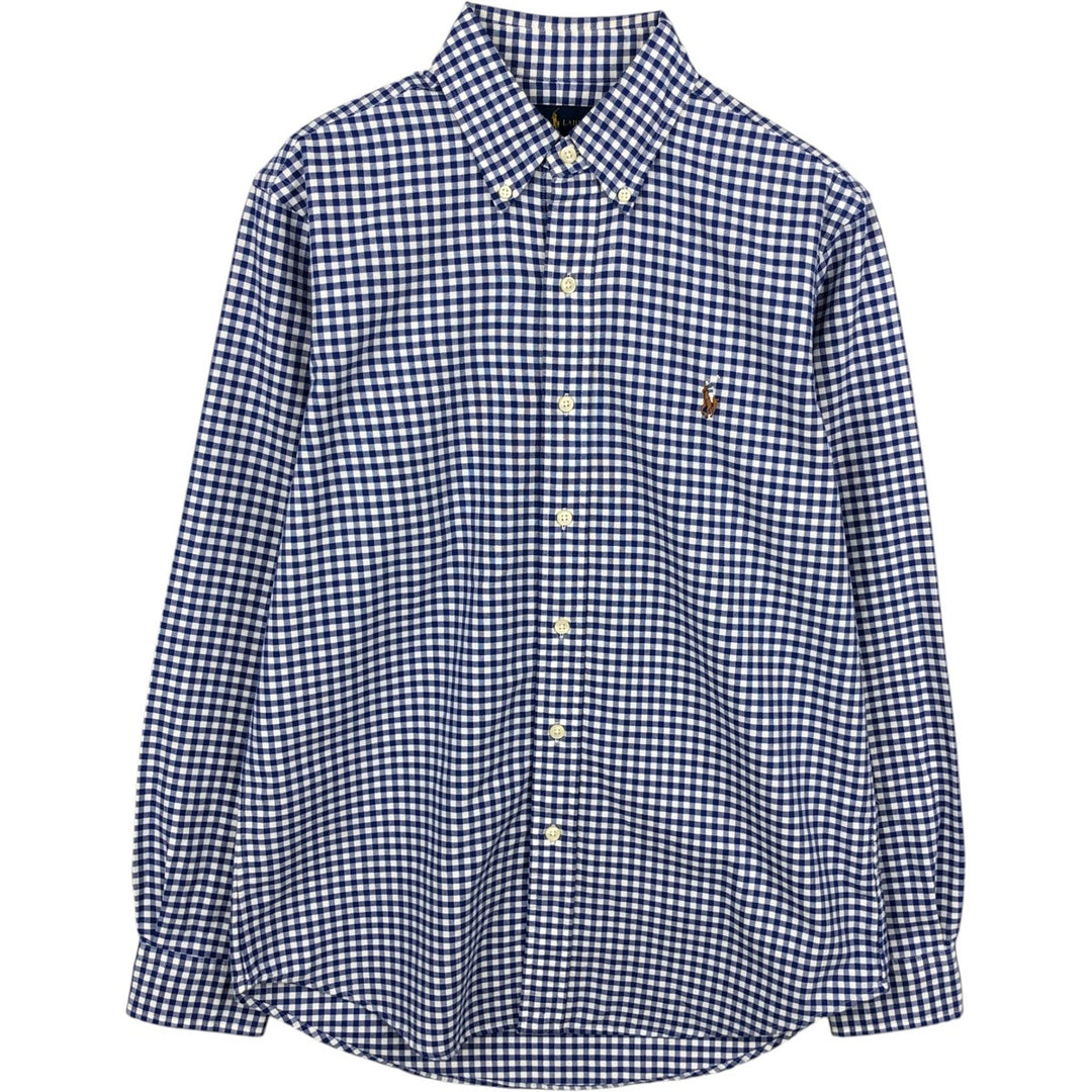 Ralph Lauren CLASSIC FIT Gingham Check Long Sleeve Button-Down Check Shirt (Men's Size S) cotton blue type Vintage Second Hand