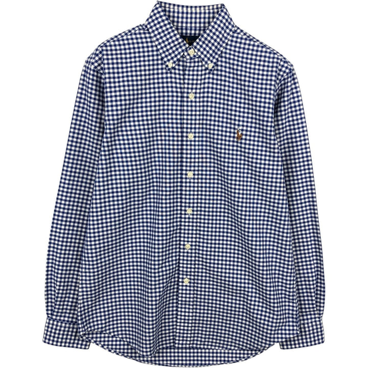 Ralph Lauren CLASSIC FIT Gingham Check Long Sleeve Button-Down Check Shirt (Men's Size S) cotton blue type Vintage Second Hand