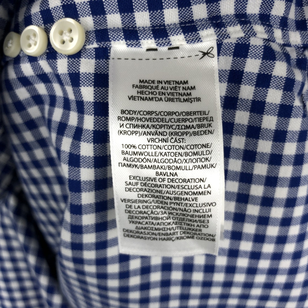 Ralph Lauren CLASSIC FIT Gingham Check Long Sleeve Button-Down Check Shirt (Men's Size S) cotton blue type Vintage Second Hand
