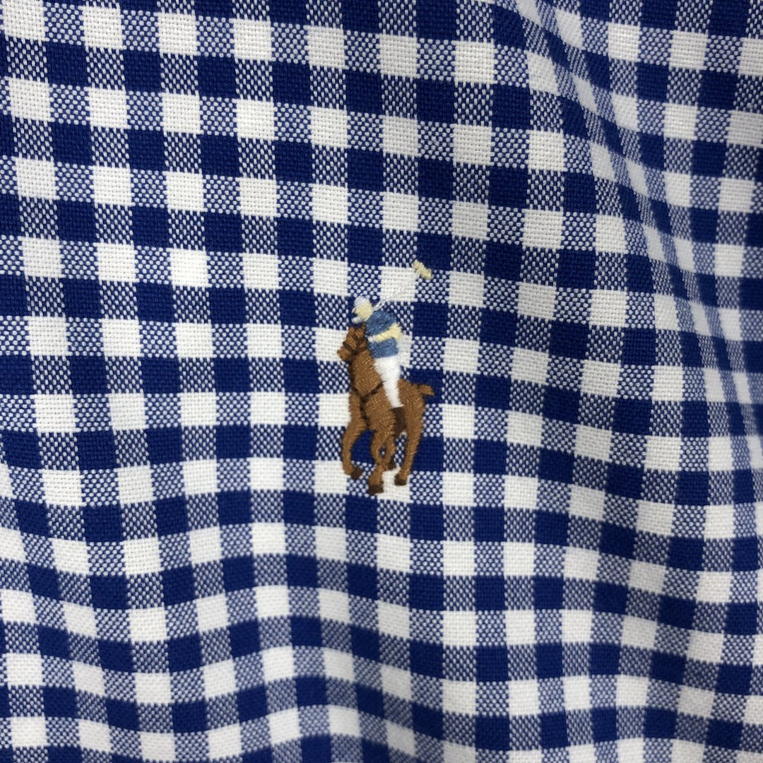 Ralph Lauren CLASSIC FIT Gingham Check Long Sleeve Button-Down Check Shirt (Men's Size S) cotton blue type Vintage Second Hand